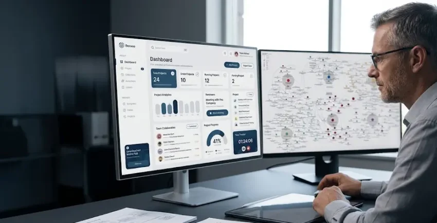 A software product engineer systematically designing a clean, modern user experience layer on top of complex legacy code structures.