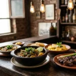 A display of traditional small plates showing the hidden flavors of Lima inside an old tavern.